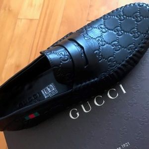GUCCI MENS DRIVER IN BLACK GG SIZE 9
